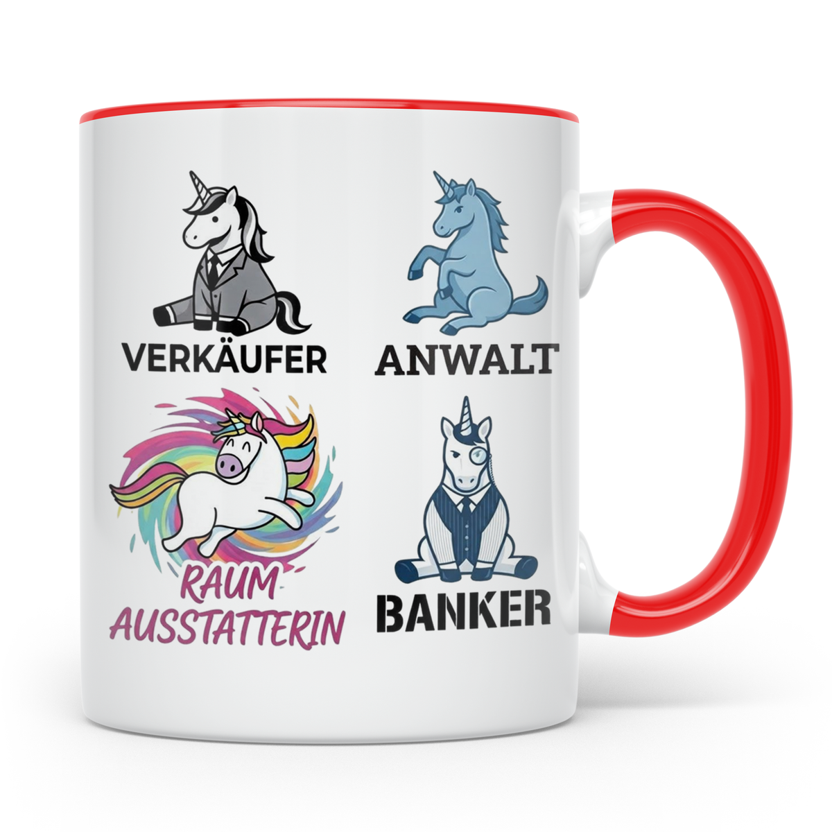 Einhorn Berufe Tasse lustig | Kaffeebecher für Verkäufer, Ba – Rot [farbe:rot]