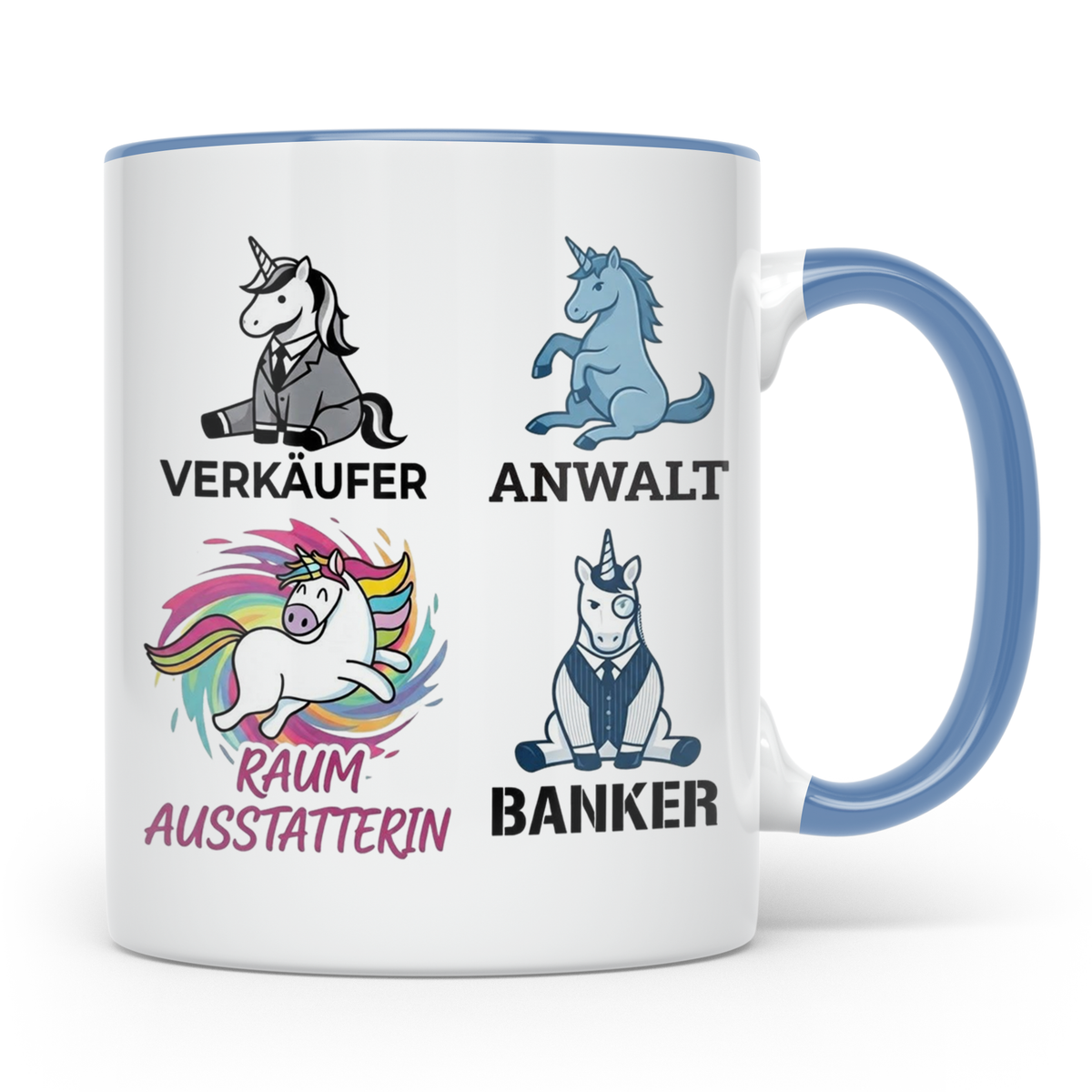 Einhorn Berufe Tasse lustig | Kaffeebecher für Verkäufer, Ba – Blau [farbe:blau]