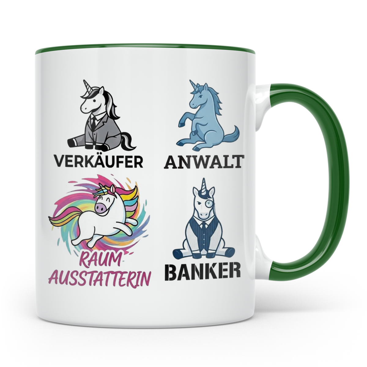 Einhorn Berufe Tasse lustig | Kaffeebecher für Verkäufer, Ba – Grün [farbe:grün]