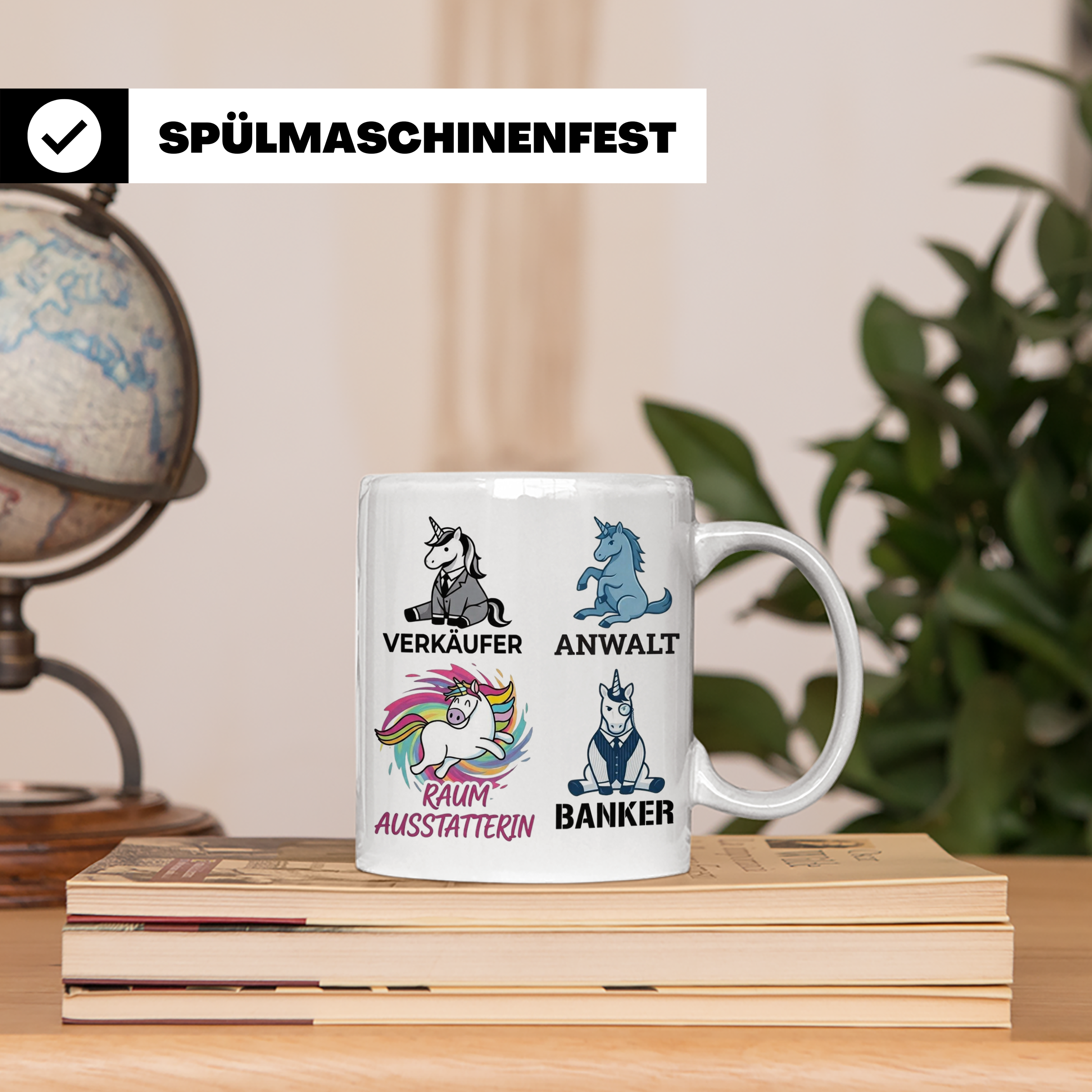 Einhorn Berufe Tasse lustig | Kaffeebecher für Verkäufer, Ba – Weiß [farbe:weiß]