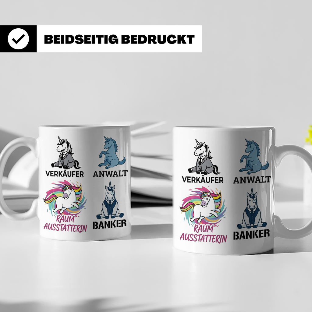 Einhorn Berufe Tasse lustig | Kaffeebecher für Verkäufer, Ba – Weiß [farbe:weiß]