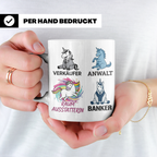 Einhorn Berufe Tasse lustig | Kaffeebecher für Verkäufer, Ba – Weiß [farbe:weiß]
