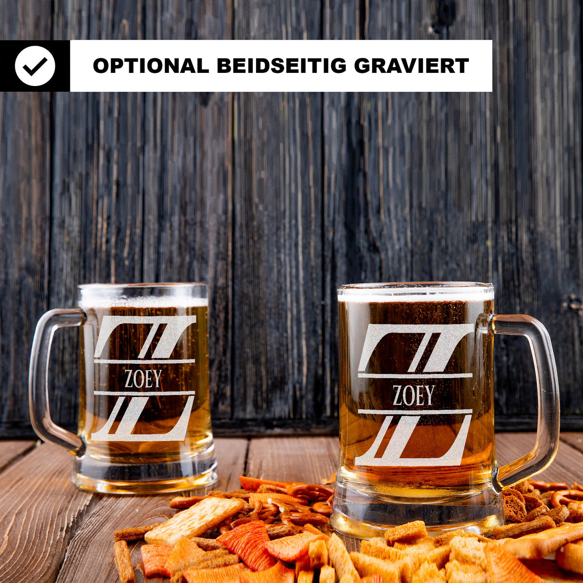 Personalisiertes Bierkrug mit Monogramm – Elegantes Geschenk für Männer, Monogramm Z Bierkrug für Zuverlässige Freunde, Ideal für Geburtstagsgeschenke