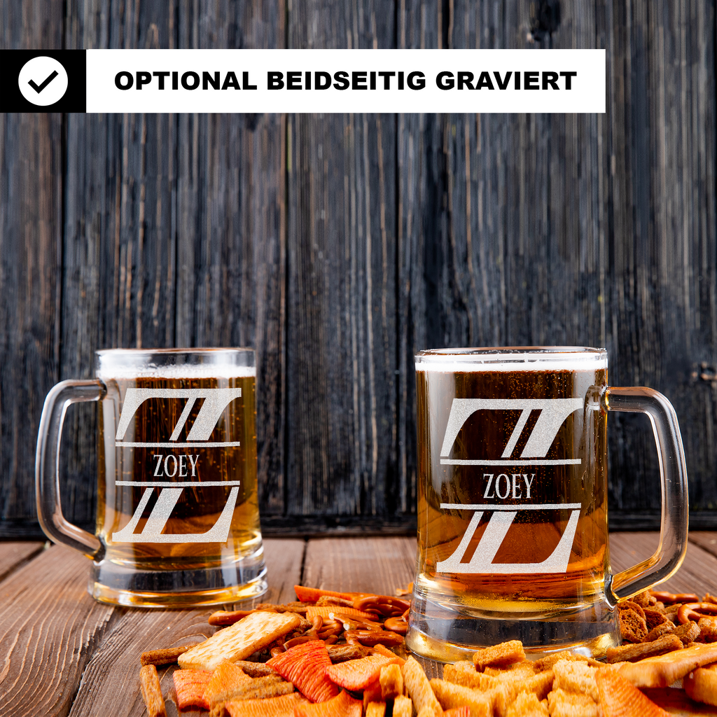 Personalisiertes Bierkrug mit Monogramm – Elegantes Geschenk für Männer, Monogramm Z Bierkrug für Zuverlässige Freunde, Ideal für Geburtstagsgeschenke