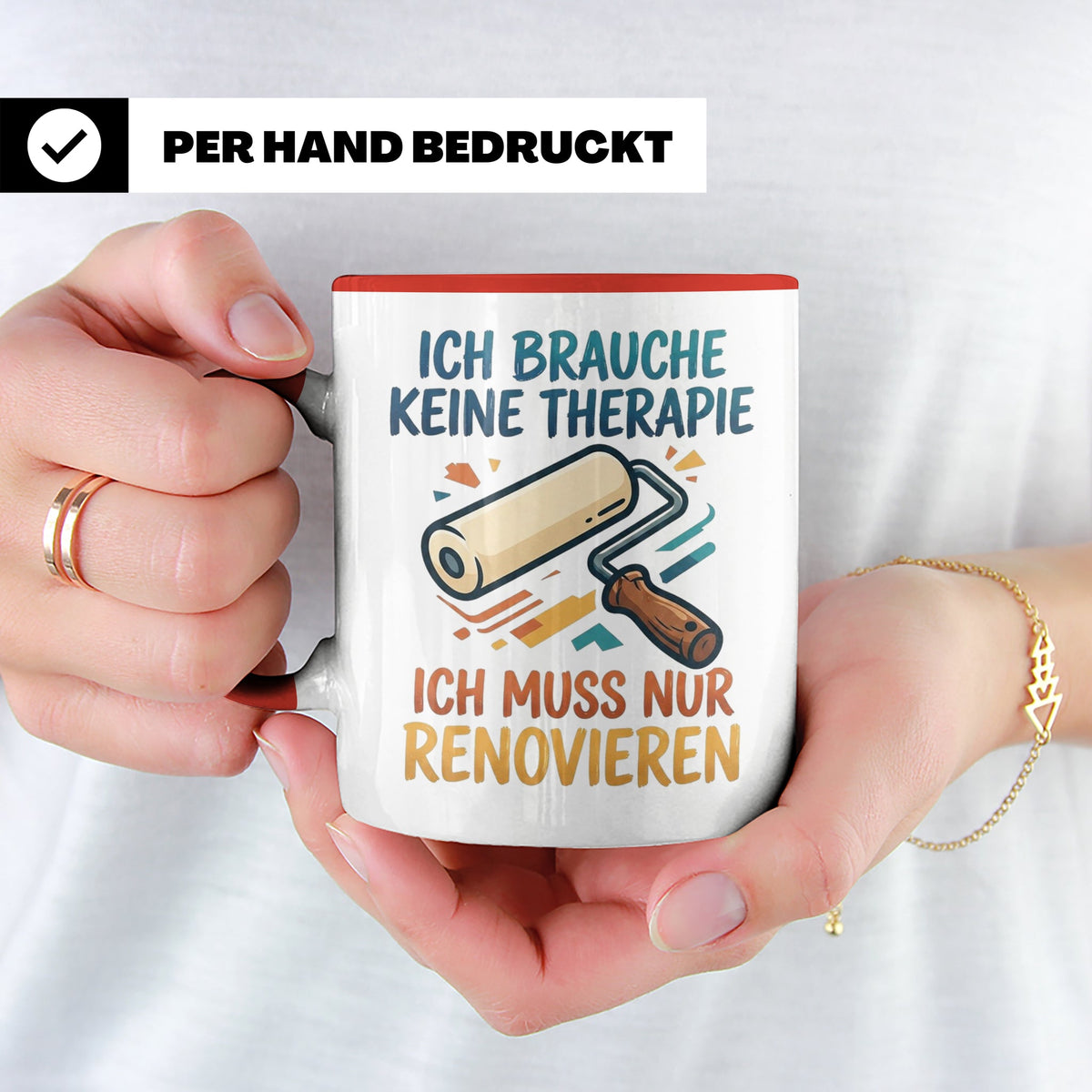 Renovieren Tasse mit Spruch Ich brauche keine Therapie | Ges – Rot [farbe:rot]