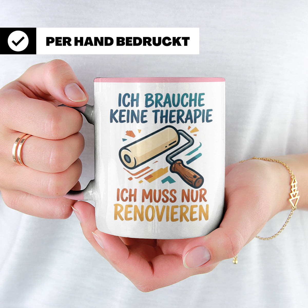 Renovieren Tasse mit Spruch Ich brauche keine Therapie | Ges – Rosa [farbe:rosa]