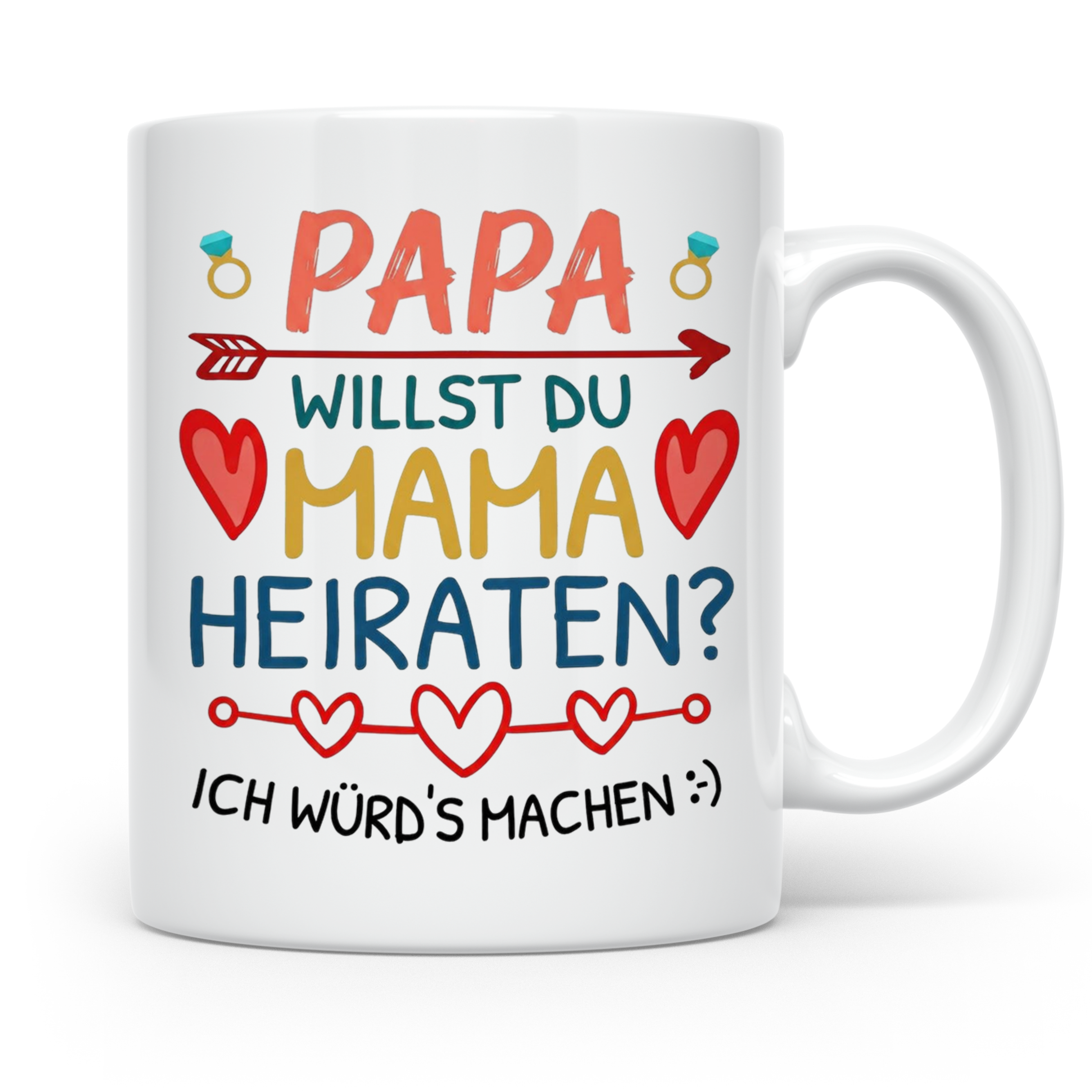 Heiratsantrag Papa von Kind Tasse, Willst du Mama heiraten?  – Weiß [farbe:weiß]