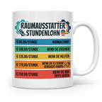 Raumausstatter Stundenlohn Tasse, lustiger Handwerker Spruch – Weiß [farbe:weiß]