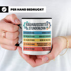 Raumausstatter Stundenlohn Tasse, lustiger Handwerker Spruch – Schwarz [farbe:schwarz]