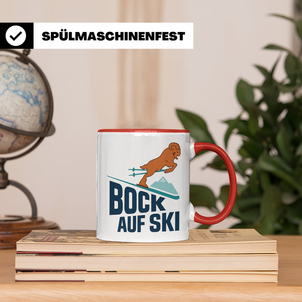 Bock auf Ski Tasse lustig für Skifahrer & Wintersportler | K – Rot [farbe:rot]