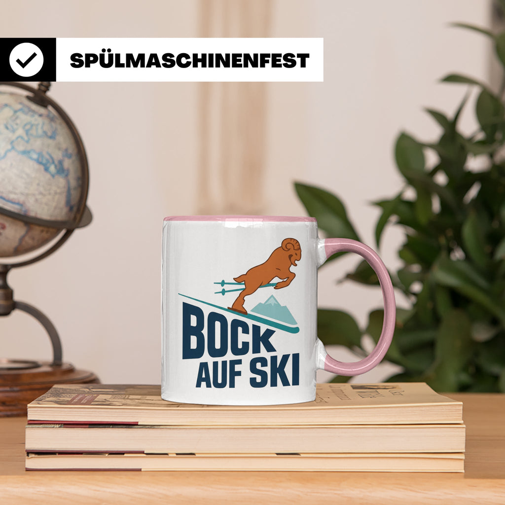 Bock auf Ski Tasse lustig für Skifahrer & Wintersportler | K – Rosa [farbe:rosa]