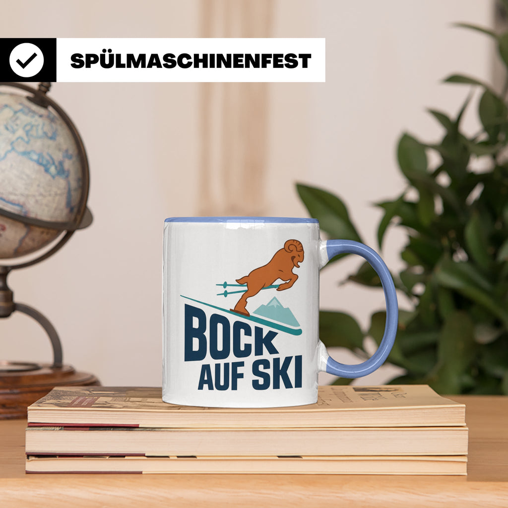 Bock auf Ski Tasse lustig für Skifahrer & Wintersportler | K – Blau [farbe:blau]