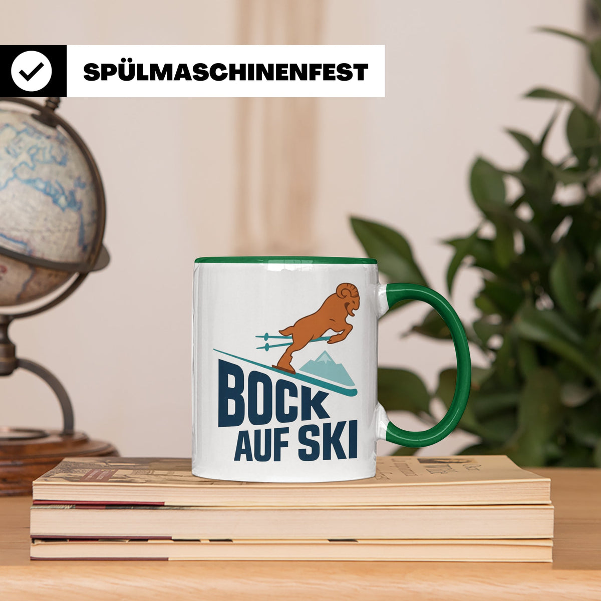 Bock auf Ski Tasse lustig für Skifahrer & Wintersportler | K – Grün [farbe:grün]