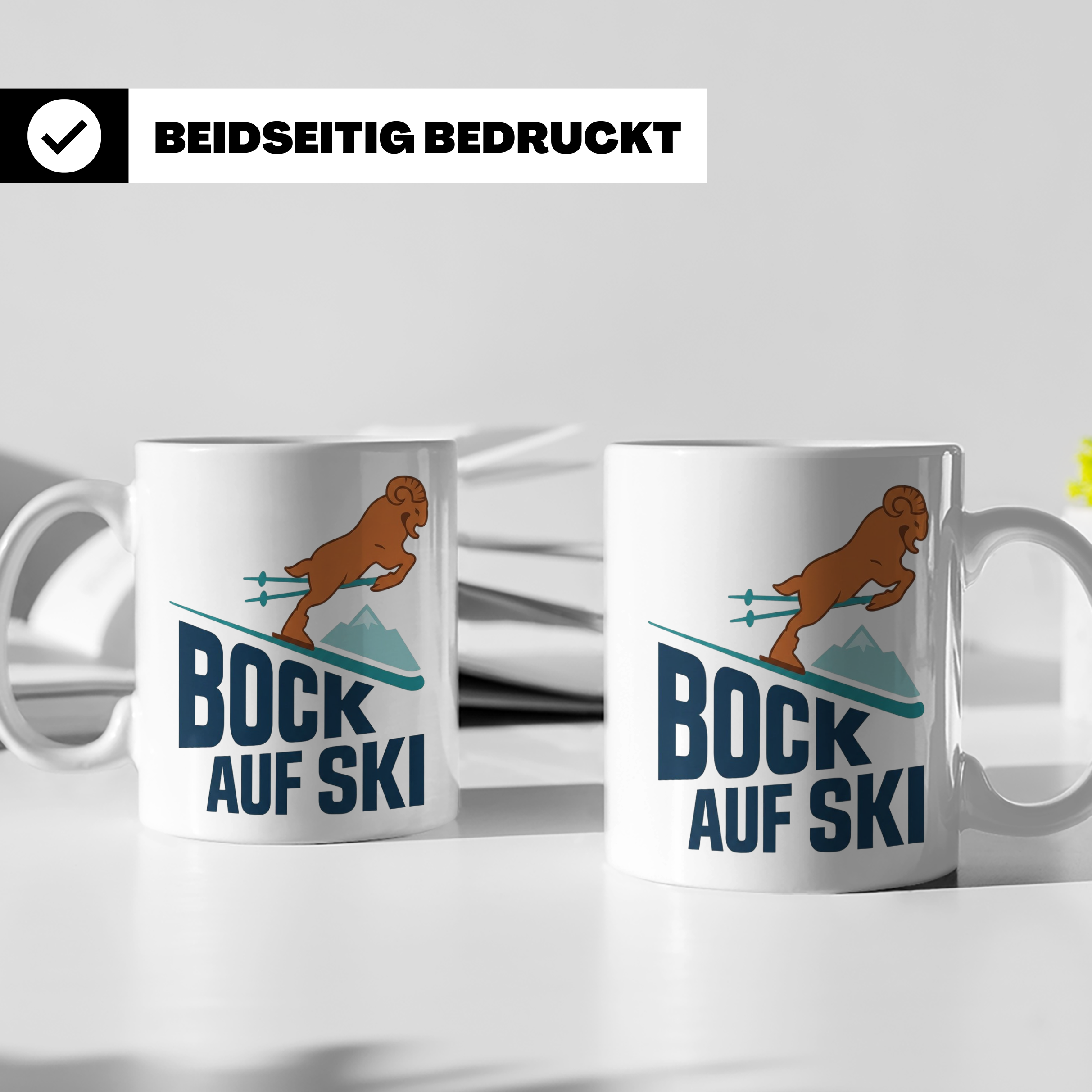 Bock auf Ski Tasse lustig für Skifahrer & Wintersportler | K – Weiß [farbe:weiß]