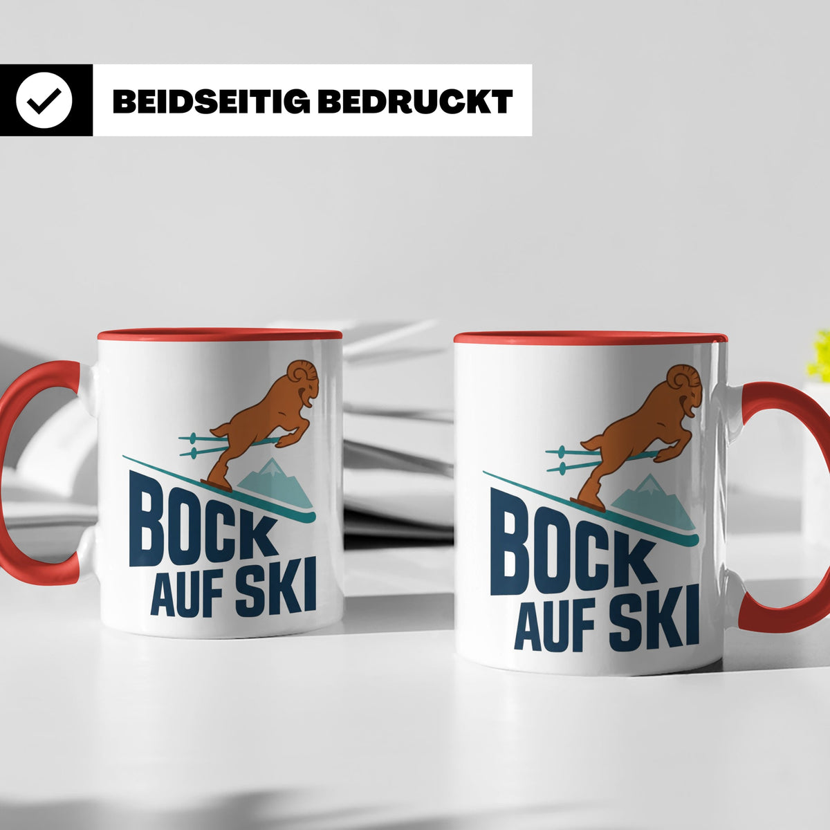 Bock auf Ski Tasse lustig für Skifahrer & Wintersportler | K – Rot [farbe:rot]