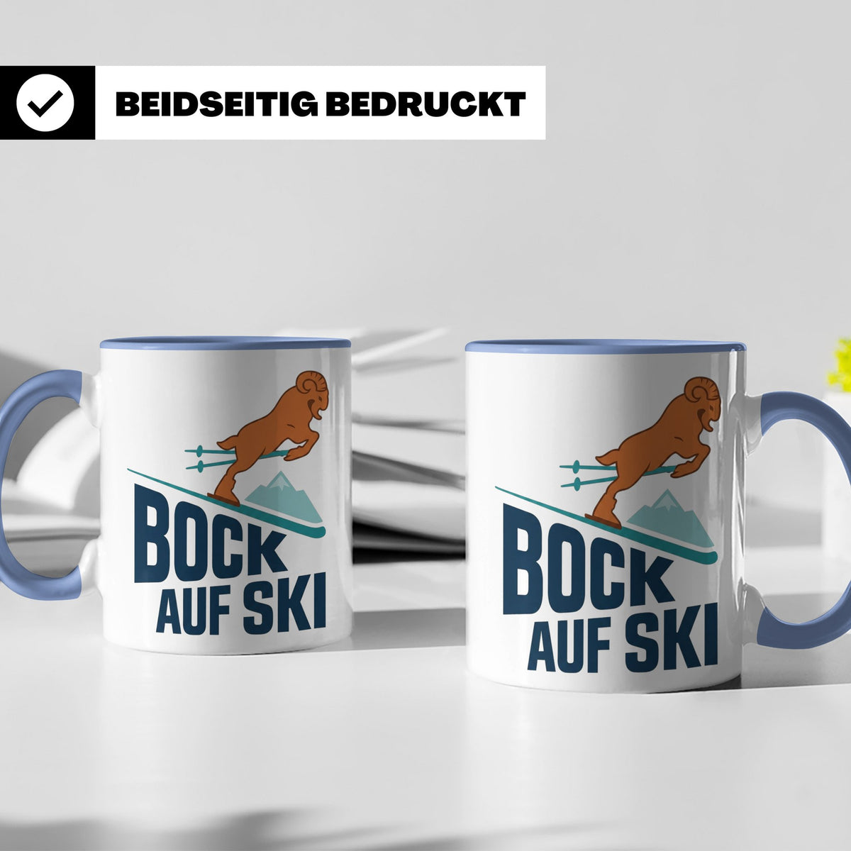 Bock auf Ski Tasse lustig für Skifahrer & Wintersportler | K – Blau [farbe:blau]