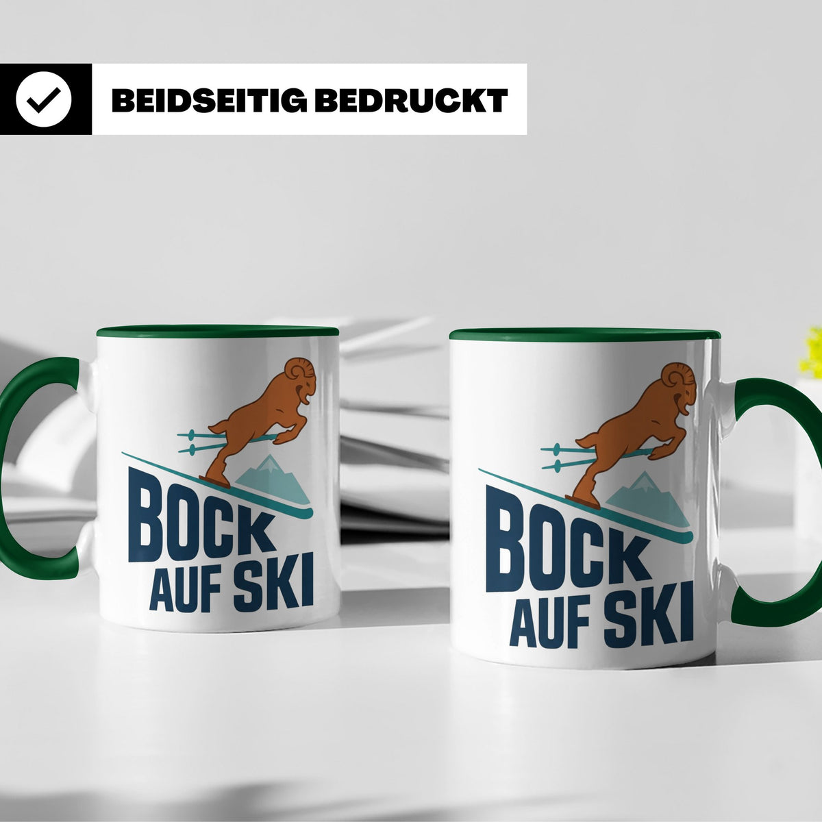 Bock auf Ski Tasse lustig für Skifahrer & Wintersportler | K – Grün [farbe:grün]