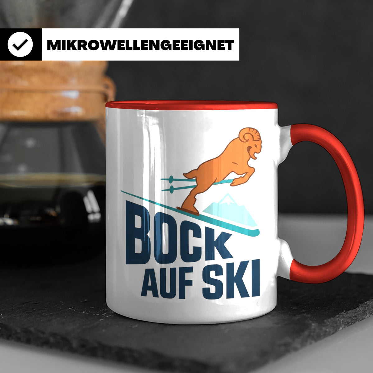 Bock auf Ski Tasse lustig für Skifahrer & Wintersportler | K – Rot [farbe:rot]