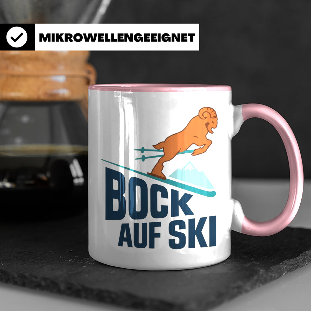 Bock auf Ski Tasse lustig für Skifahrer & Wintersportler | K – Rosa [farbe:rosa]