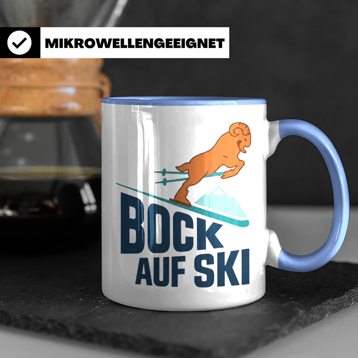 Bock auf Ski Tasse lustig für Skifahrer & Wintersportler | K – Blau [farbe:blau]
