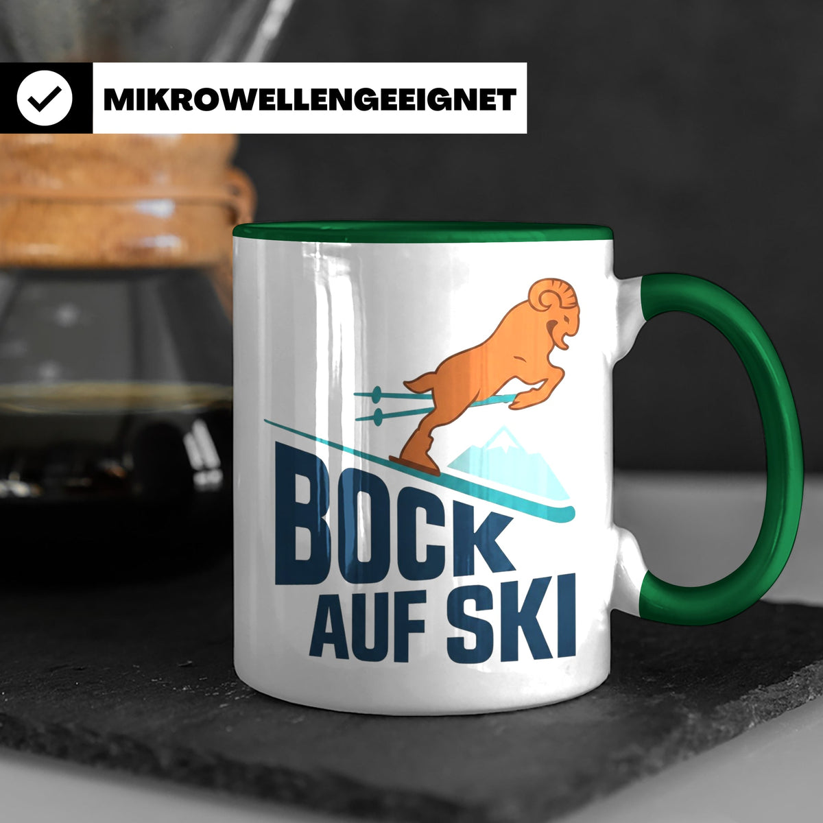Bock auf Ski Tasse lustig für Skifahrer & Wintersportler | K – Grün [farbe:grün]