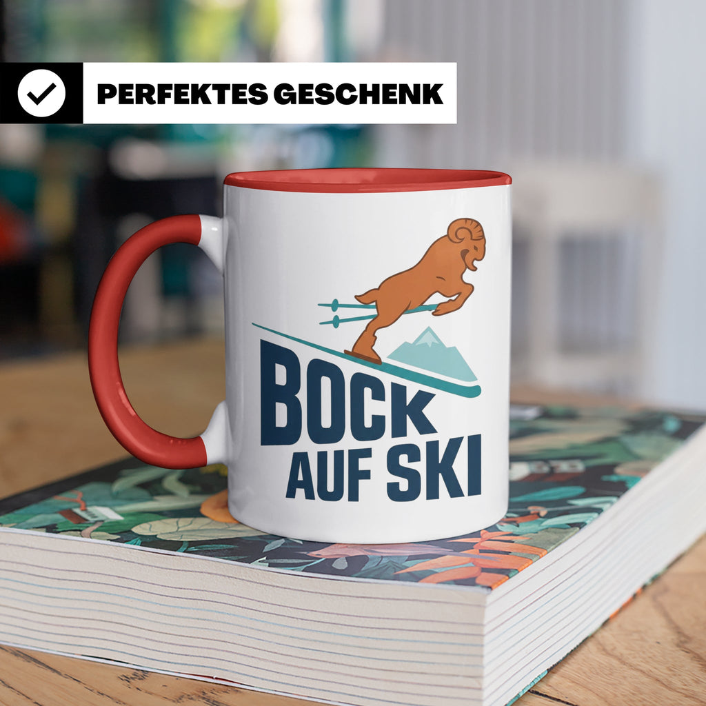 Bock auf Ski Tasse lustig für Skifahrer & Wintersportler | K – Rot [farbe:rot]