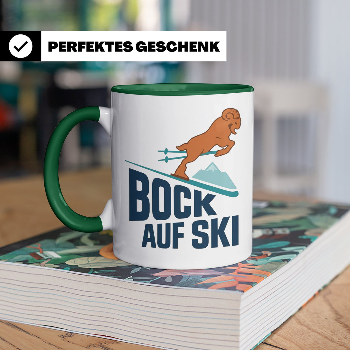 Bock auf Ski Tasse lustig für Skifahrer & Wintersportler | K – Grün [farbe:grün]