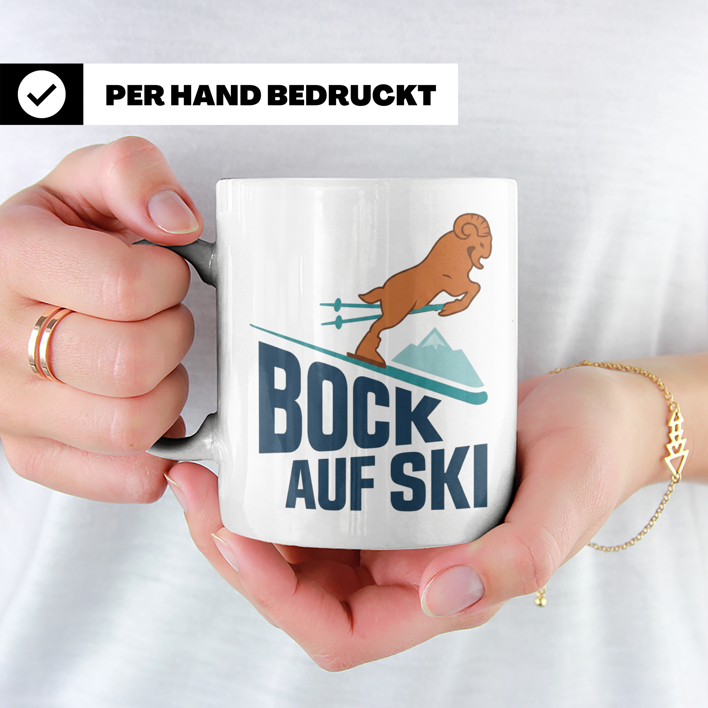 Bock auf Ski Tasse lustig für Skifahrer & Wintersportler | K – Weiß [farbe:weiß]