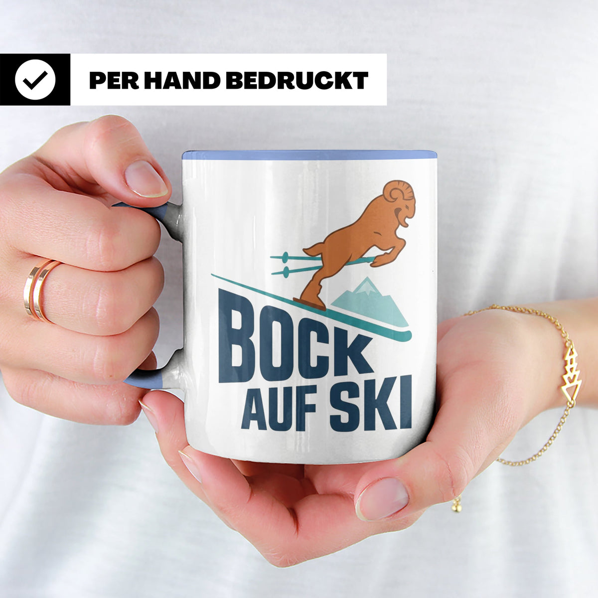 Bock auf Ski Tasse lustig für Skifahrer & Wintersportler | K – Blau [farbe:blau]