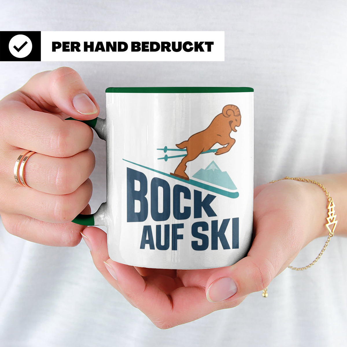 Bock auf Ski Tasse lustig für Skifahrer & Wintersportler | K – Grün [farbe:grün]
