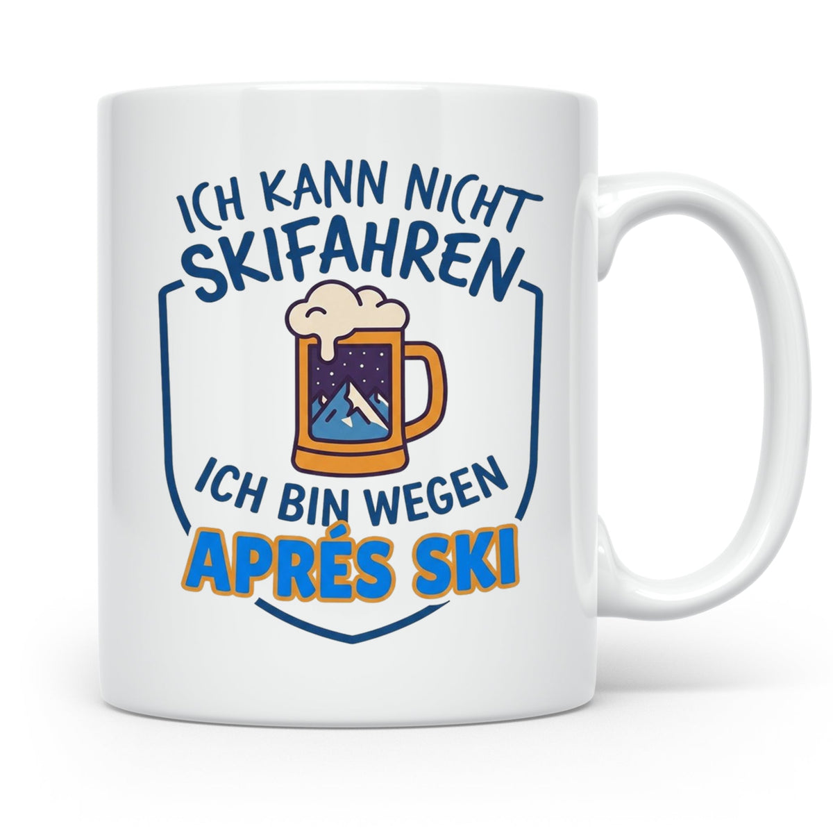 Après Ski Tasse mit Spruch Ich kann nicht Skifahren. Geschen – Weiß [farbe:weiß]