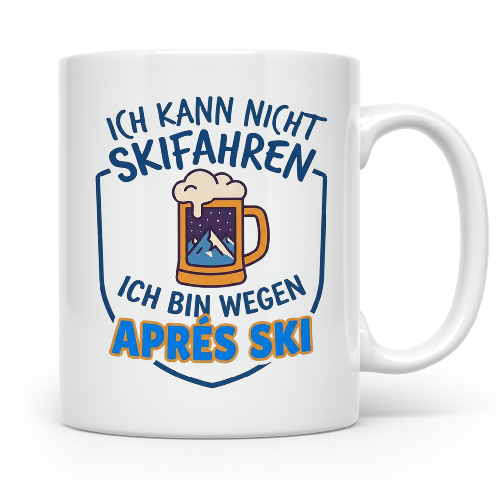 Après Ski Tasse mit Spruch Ich kann nicht Skifahren. Geschen – Weiß [farbe:weiß]