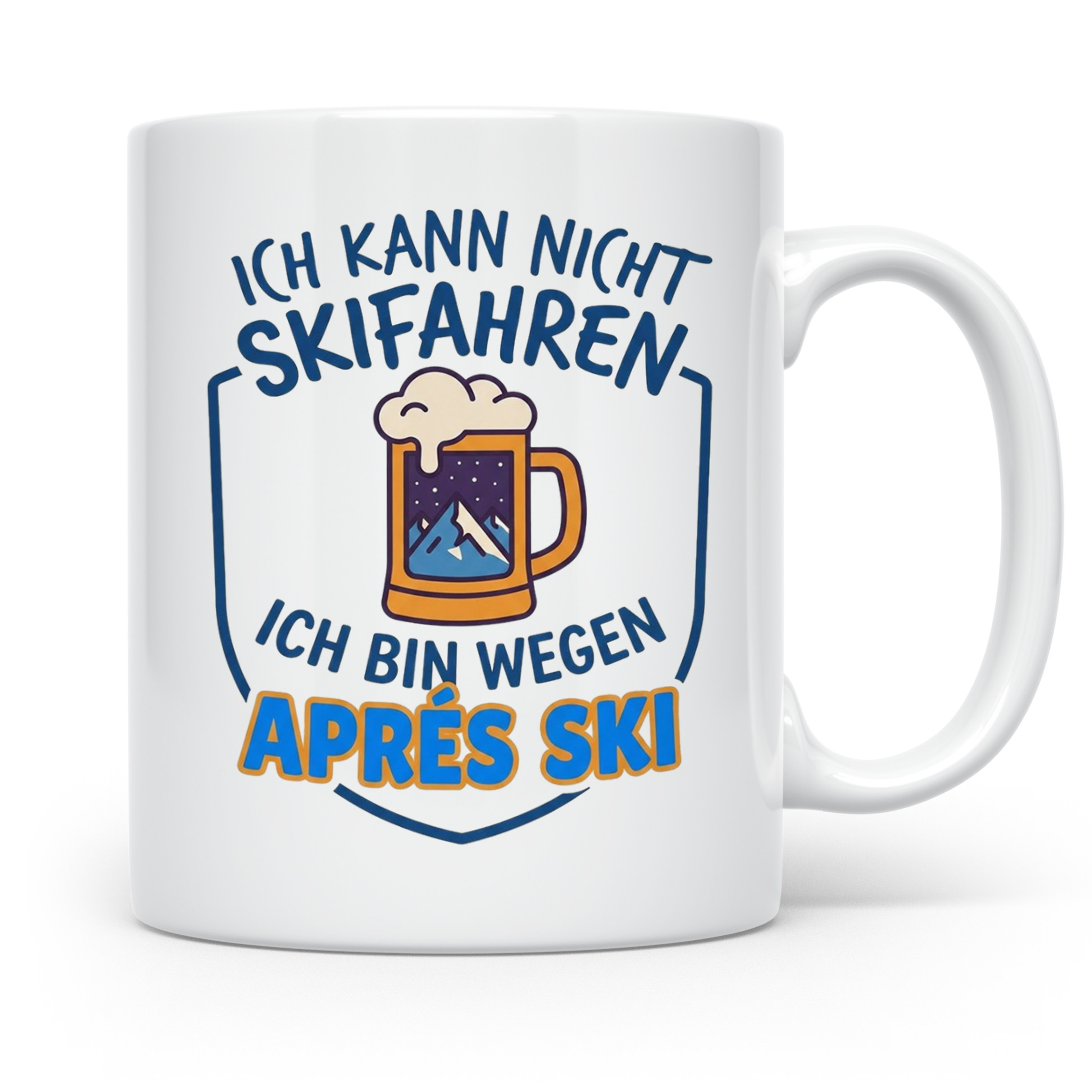 Après Ski Tasse mit Spruch Ich kann nicht Skifahren. Geschen – Weiß [farbe:weiß]