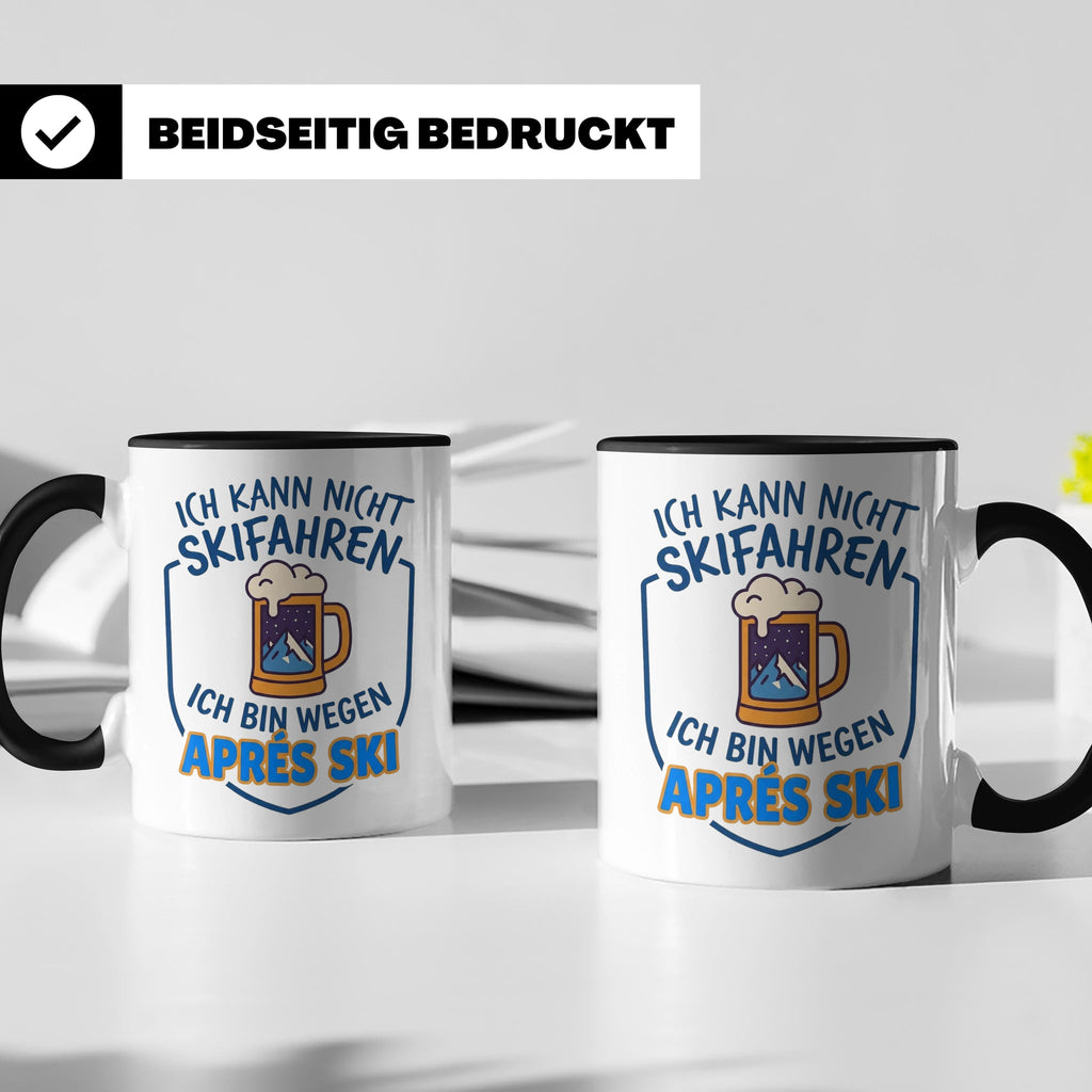 Après Ski Tasse mit Spruch Ich kann nicht Skifahren. Geschen – Schwarz [farbe:schwarz]