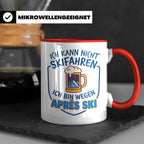 Après Ski Tasse mit Spruch Ich kann nicht Skifahren. Geschen – Rot [farbe:rot]