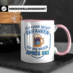Après Ski Tasse mit Spruch Ich kann nicht Skifahren. Geschen – Rosa [farbe:rosa]