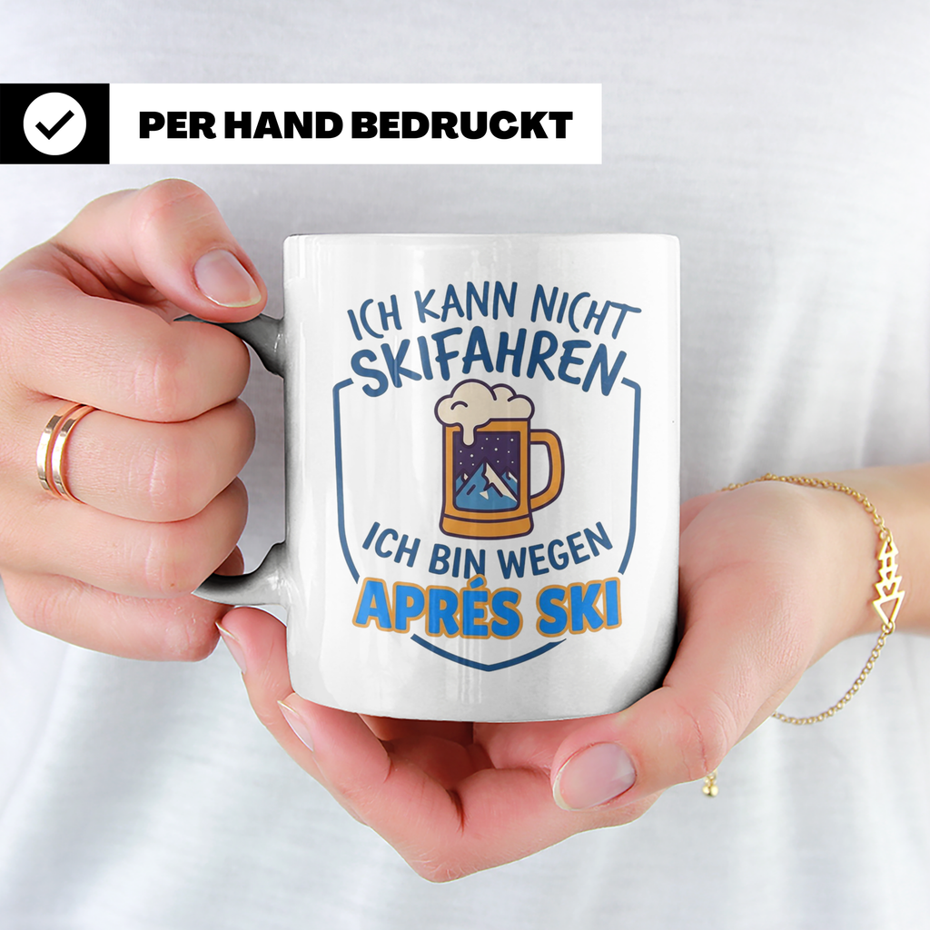 Après Ski Tasse mit Spruch Ich kann nicht Skifahren. Geschen – Weiß [farbe:weiß]