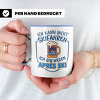 Après Ski Tasse mit Spruch Ich kann nicht Skifahren. Geschen – Blau [farbe:blau]