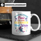 Skifahren Tasse mit Spruch 'Einfache Frau' liebt Wein & Pist – Weiß [farbe:weiß]
