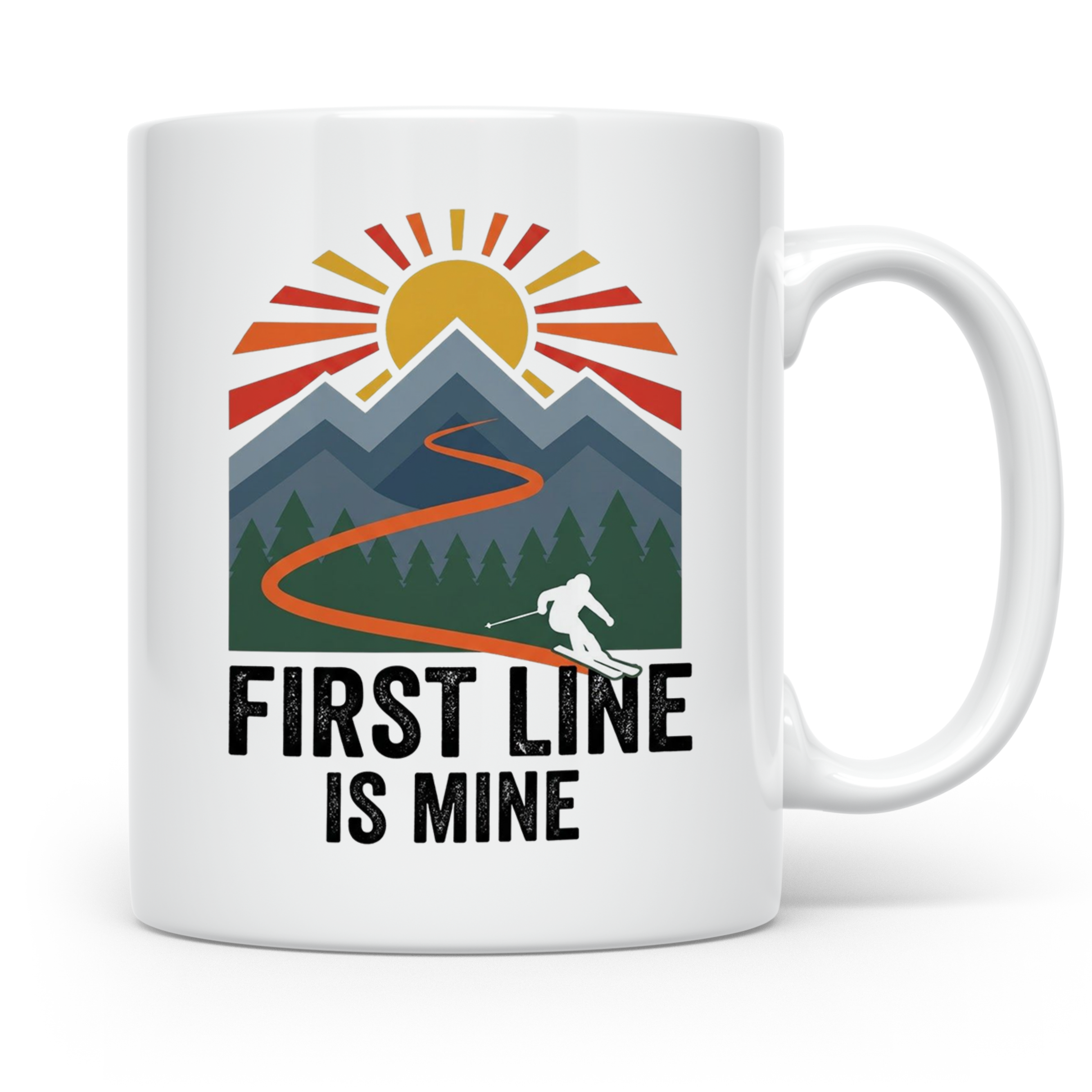 Skifahrer Tasse First Line Is Mine Spruch | Wintersport Bech – Weiß [farbe:weiß]