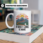 Skifahrer Tasse First Line Is Mine Spruch | Wintersport Bech – Weiß [farbe:weiß]