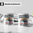 Alter Mann auf Skiern Tasse, lustiger Skifahrer Spruch für O – Weiß [farbe:weiß]