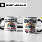 Alter Mann auf Skiern Tasse, lustiger Skifahrer Spruch für O – Schwarz [farbe:schwarz]