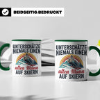 Alter Mann auf Skiern Tasse, lustiger Skifahrer Spruch für O – Grün [farbe:grün]