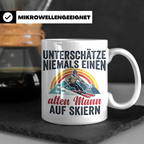 Alter Mann auf Skiern Tasse, lustiger Skifahrer Spruch für O – Weiß [farbe:weiß]