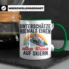 Alter Mann auf Skiern Tasse, lustiger Skifahrer Spruch für O – Grün [farbe:grün]