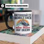 Alter Mann auf Skiern Tasse, lustiger Skifahrer Spruch für O – Schwarz [farbe:schwarz]