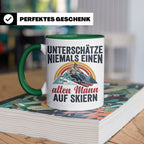 Alter Mann auf Skiern Tasse, lustiger Skifahrer Spruch für O – Grün [farbe:grün]