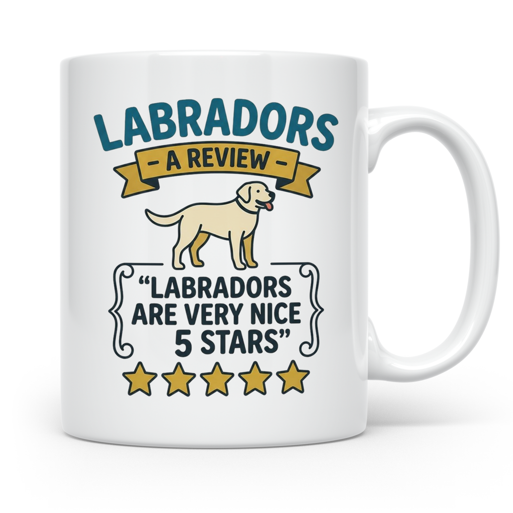 Labrador Tasse 5 Sterne Bewertung, lustiger Spruch für Hunde – Weiß [farbe:weiß]