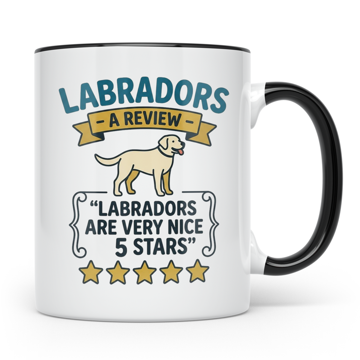 Labrador Tasse 5 Sterne Bewertung, lustiger Spruch für Hunde – Schwarz [farbe:schwarz]